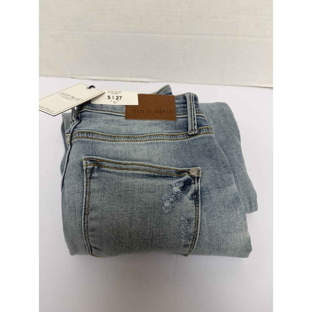 Judy Blue Hi-Rise NWT Straight Light Jeans Distressed Size 5/27‎ Style #82483